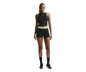 NIKE Short Pro Mid Rise 3" Biker Negro Verde IQ1037-011 Mallas Cortas Mujer