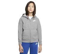 Nike Sportswear Full Zip Hoodie G Sudadera con Capucha, Niñas, Gris (Carbon Heather/White), L (146-156 CM)