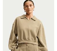 Nike Studio Fleece Medium Weight Oversized Crop Polo beige L