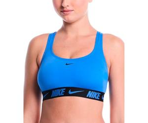 NIKE Swim Logo Tape Racerback Bikini Top Blue Crystal