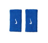 Nike Swoosh Classic Doublewide Wristbands - Juego de 2 muñequeras Anchas para el Sudor, Tenis, Fitness, Correr, Color Azul y Blanco, Talla única