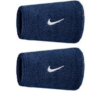 Nike Swoosh Classic Doublewide Wristbands - Juego de 2 muñequeras Anchas para el Sudor, Tenis, Fitness, Correr, Color Azul Marino y Blanco, Talla única