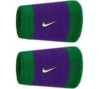 NIKE Swoosh Double Wide - Par de muñequeras de tenis largas, varios colores (Clover/Fierce Pu)