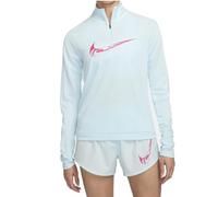 Nike Swoosh Dri-Fit 1/4-Zip Running Mid Layer Camiseta de Manga Larga para Mujer, Azul Glaciar/Aster, Rosa, XL