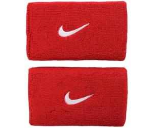 Nike Swoosh - Muñequera Doble Ancha, Unisex, Pulsera Swoosh de Doble Ancho, Color Rojo y Negro, OSFM