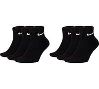 Nike SX7667 6 pares de calcetines cortos para hombre y mujer, tobilleros altos en color blanco y negro, paquete ahorro, calcetines deportivos acolchados de algodón para todos los días, talla 34, 36, 38, 40, 42, 44, 46, 48, 50, Negro , S