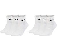 Nike SX7667 6 pares de calcetines cortos para hombre y mujer, tobilleros altos en negro, paquete ahorro, deportivos acolchados algodón todos los días, 34, 36, 38, 40, 42, 44, 46, 48, 50, Blanco