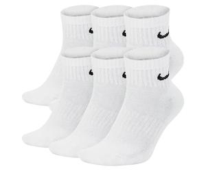 Nike SX7667 6 pares de calcetines cortos para hombre y mujer, tobilleros altos en negro, paquete ahorro, deportivos acolchados algodón todos los días, 34, 36, 38, 40, 42, 44, 46, 48, 50, Blanco, XL