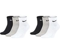 Nike SX7667 - Calcetines cortos para hombre y mujer, 6 pares, color blanco, gris y negro, Blanco, gris, negro., 36-40