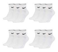 Nike SX7667 Calcetines deportivos tobilleros cortos para hombre y mujer, 12 pares, color blanco y negro, set ahorro SX7667, talla 34, 36, 38, 40, 42, 44, 46, 48, 50, Blanco, 42-46