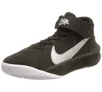 Nike Tenis Unisex Team Hustle D 10 Flyease para niños, Negro Metálico Plateado Volt Blanco, 5.5