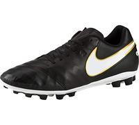 NIKE Tiempo Genio II Leather AG-R Botas de fútbol, Hombre, Negro/Blanco/Dorado, 39