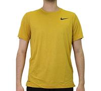 Nike Top SS HPR Dry T-Shirts Camiseta para Hombre, Tawny/Dark Sulfur, HTR/Black, Large