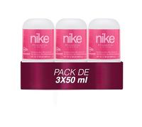 NIKE - Trendy Pink Pack de 3 x 50 ml, Desodorante Mujer Roll-On, Desodorante Antimanchas para Piel Sensible, 0% Alcohol y 0% Sales de Aluminio, de Larga Duración, Fragancia Floral