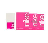 NIKE - Ultra Pink Pack de 3 x 30 ml, Colonia Mujer, Formato Viaje en Spray, Perfume Mujer, Eau de Toilette Natural y Femenina, Aroma Oriental Gourmand, Fragancia Fresca