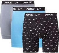 Nike Underwear Hombre Essential Boxer Briefs Paquete de 3 - Ajuste ceñido, Material elástico, Gran Comodidad de Uso, Swoosh Print/Grey/Uni. Blue, L