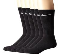 Nike Unisex Performance Cushion Crew Socks with Band (6 Pairs), Black/White, Large
