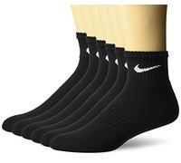 NIKE Unisex Performance Cushion Quarter Socks with Band (6 Pairs), Black/White, Large