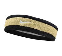 Nike Swoosh N000.1544.055.OS - Diadema Unisex de algodón y Silicona, Color Negro/Dorado y Blanco, Talla única
