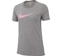 Nike W Nk Dry tee Dfc Crew Camiseta de Manga Corta, Mujer, Carbon Heather/htr/(Pink Rise), S