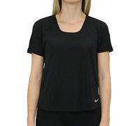 Nike W Nk Miler Top SS Breathe Camiseta de Manga Corta, Mujer, Black/(Reflective silv), S