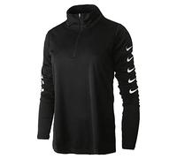 Nike W Nk Swoosh Run Top Hz - Camiseta de Manga Larga para Mujer, Mujer, Camiseta de Manga Larga., CI9497, Negro, Blanco, M