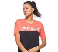 Nike W NK Tailwind Top SS SD T-Shirt, Mujer, Ember Glow/Black/White, M