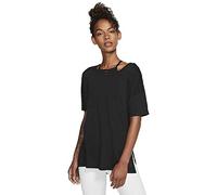 Nike W Nk Yoga Layer SS Top Camiseta de Manga Corta, Mujer, Black/ (dk Smoke Grey), XS