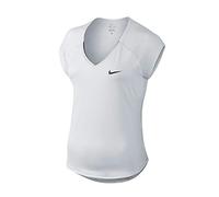 Nike Pure Top Camiseta de Manga Corta, Mujer, Blanco/Negro, M
