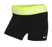 Nike W NP 365 - Pantalones Cortos Ajustados para Mujer de 3 Pulgadas, Negro/Volt/Blanco, L