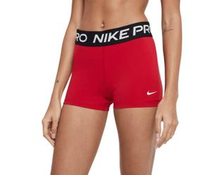Nike W NP 365 - Pantalones Cortos Ajustados para Mujer de 3 Pulgadas, Rojo Gimnasio/Negro/Blanco, M