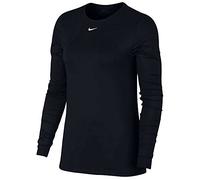 Nike W NP Top LS All Over Mesh Camiseta de Manga Larga, Mujer, Black/White, XL
