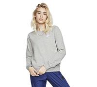 Nike W NSW Essntl Crew FLC Long Sleeved t-Shirt, Mujer, Dk Grey Heather/White, L