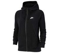 Nike W NSW Essntl Hoodie FZ FLC Sweatshirt, Mujer, Black/White, M