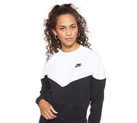 Nike W NSW HRTG Crew FLC Long Sleeved t-Shirt, Mujer, Black/White/Black, XL
