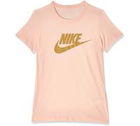 Nike W NSW tee ESSNTL Icon Futura T-Shirt, Mujer, Washed Coral/Club Gold, M