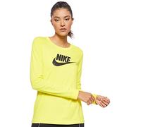 Nike W NSW tee ESSNTL LS Icon FTRA Long Sleeved t-Shirt, Mujer, OPTI Yellow/Black, S