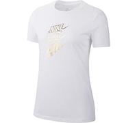 Nike W NSW tee Stmt Shine Long Sleeve Top, Mujer, White/Metallic Gold, M