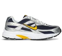 Nike Zapatillas para correr, malla transpirable, gris y azul marino con detalles amarillos, suela de goma blanca, turquesa, 44 EU