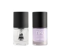NIKECOSMETICS - Laca de Uñas Violet Pearl 8 ml + Top Coat 8 ml, Color Lila, Transpirable, Efecto Brillante y de Larga Duración, Fácil de Aplicar, Secado Rápido, Fórmula Vegana