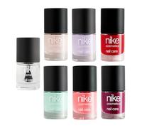 NIKECOSMETICS - Pack Nail Care Lacas de Uñas 6 x 8 ml + Top Coat 8 ml, 6 Colores, Transpirable, Efecto Brillante y de Larga Duración, Fácil de Aplicar, Secado Rápido, Fórmula Vegana