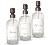 Nikita - Dispensadores de Vidrio Transparente - Dispensador de Botellas de Bomba de Acero Inoxidable - Acondicionador, Lavado Corporal, Botellas de champú - Dispensador de Gel de Ducha Impermeable -