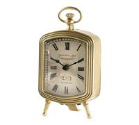NIKKY HOME Pequeño reloj de mesa dorado vintage, retro, elegante, silencioso, funciona con pilas, de metal, decorativo, para escritorio, estante para decoración de sala de estar