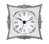 NIKKY HOME Reloj de Mesa analógico de Peltre de Cuarzo con Diamantes de imitación Rosados, 8,8 cm, Color Blanco y Rosa