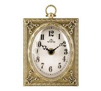 NIKKY HOME Reloj de mesa pequeño dorado vintage, clásico, elegante, silencioso, funciona con pilas, reloj decorativo para escritorio, estante para decoración de sala de estar