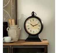 NIKKY HOME Reloj de Mesa Vintage de Mesa, silencioso sin tictac, Funciona con Pilas, Reloj de Metal para decoración de Sala de Estar, Color Negro