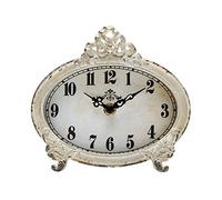 NIKKY HOME Reloj de Mesa Vintage, diseño rústico Que Funciona con Pilas, decoración Elegante para el hogar, Chimenea, Estante, Escritorio, encimera, Color Blanco Envejecido
