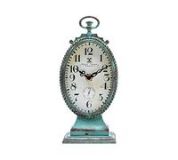 NIKKY HOME - Reloj de Mesa Vintage - Funciona con Pilas - Estilo rústico Envejecido - Decoración para el hogar Shabby Chic para Chimenea, Estante, Oficina, mostrador - Verde