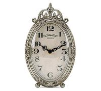 NIKKY HOME Reloj de Mesa Vintage, silencioso, sin tictac, Funciona con Pilas, Estante de Escritorio, pequeño Reloj de Metal para decoración de Sala de Estar, Plateado Retro