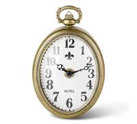 NIKKY HOME Reloj de pared dorado pequeño, vintage, funciona con pilas, silencioso, decorativo, ovalado, de metal, analógico, para baño, cocina, sala de estar, dormitorio, oficina (6 pulgadas de alto x